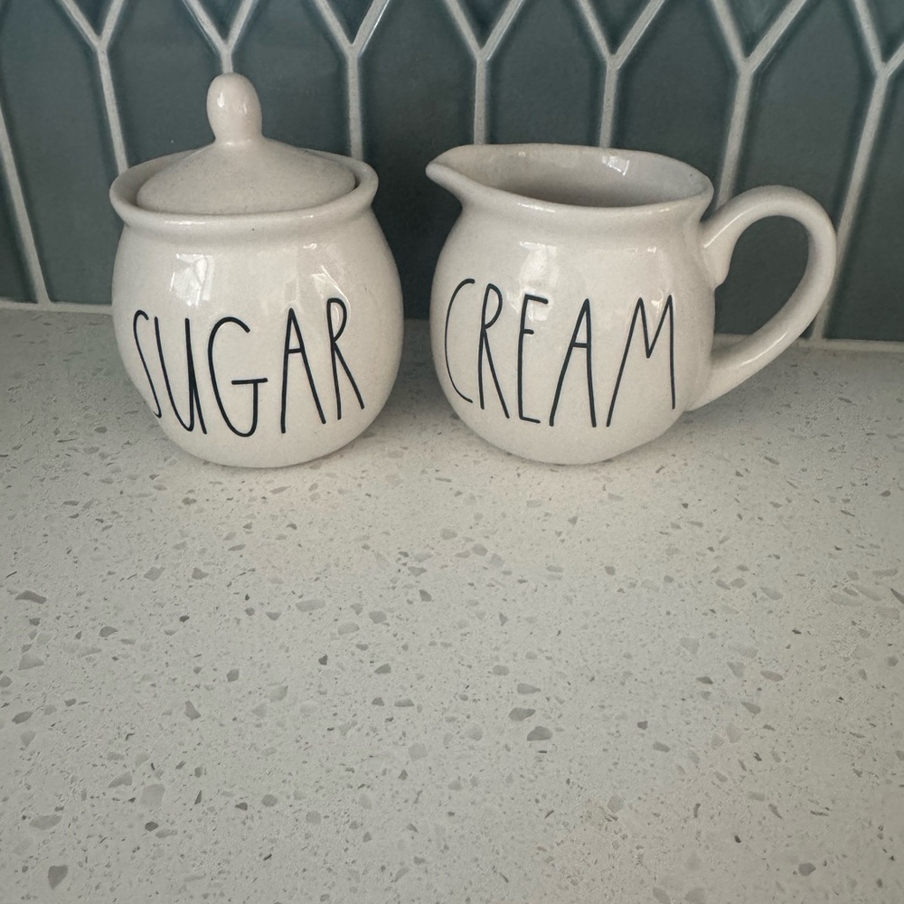 Rae Dunn Cream and Sugar Set - White